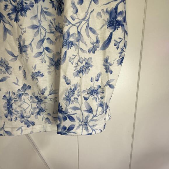 Women's Blue Floral Long Sleeve Top Size M - Picture 5 of 5